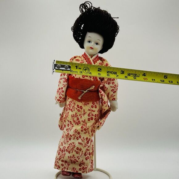 Vintage Porcelain & Cloth Asian Style Doll 9" Cultural Clothing - Picture 6 of 8